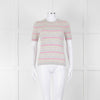 Pure Collection Light Grey Striped Short Sleeve Sweater
