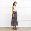 Me + Em Grey and Red Printed Tiered Crepe Maxi Skirt
