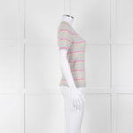Pure Collection Light Grey Striped Short Sleeve Sweater