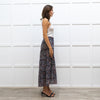 Me + Em Grey and Red Printed Tiered Crepe Maxi Skirt