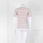 Pure Collection Light Grey Striped Short Sleeve Sweater