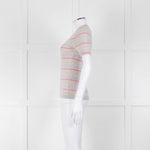 Pure Collection Light Grey Striped Short Sleeve Sweater