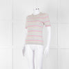 Pure Collection Light Grey Striped Short Sleeve Sweater