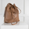 Theory Tan Leather Wrist Bag with Cross Body Strap