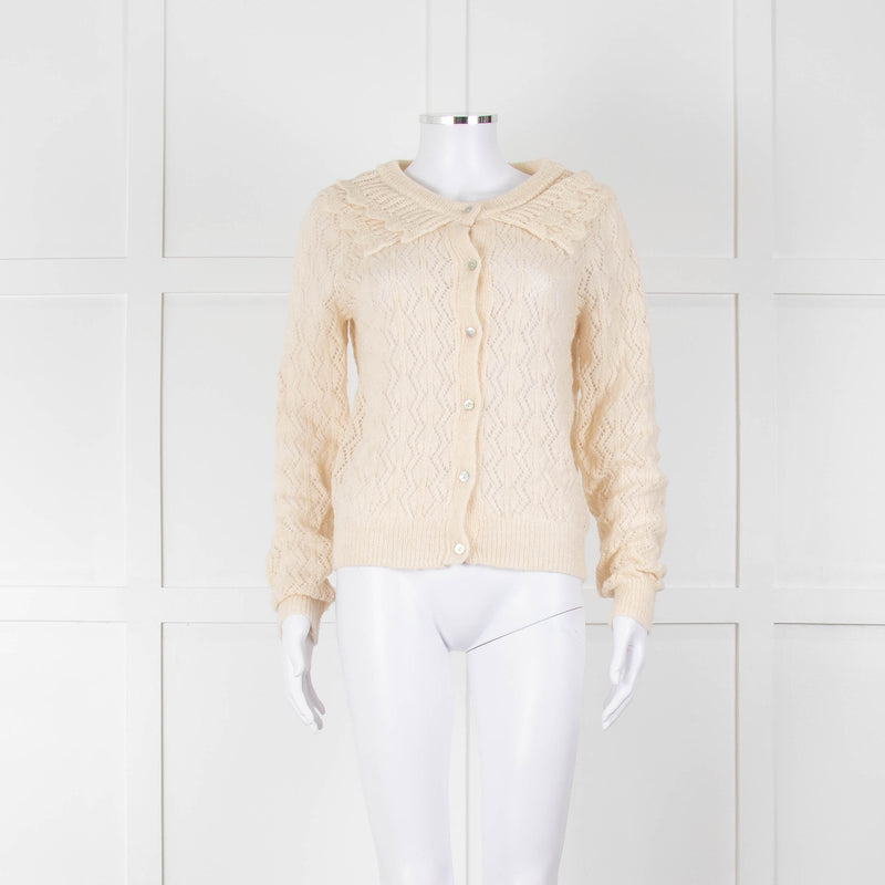 Sofie Schnoor Cream Mohair Blend Collared Cardigan