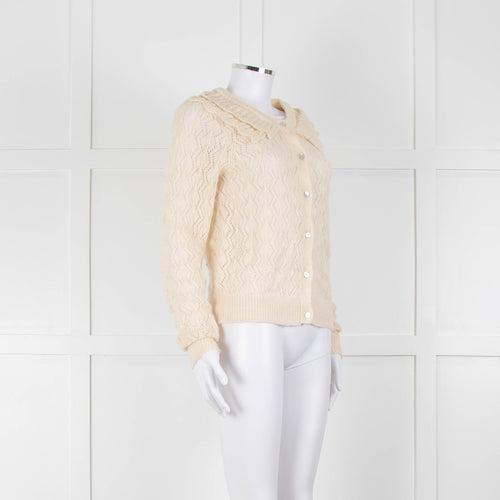 Sofie Schnoor Cream Mohair Blend Collared Cardigan