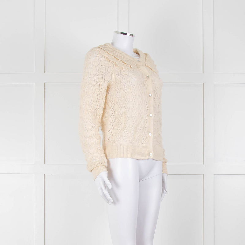 Sofie Schnoor Cream Mohair Blend Collared Cardigan