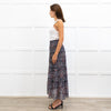 Me + Em Grey and Red Printed Tiered Crepe Maxi Skirt