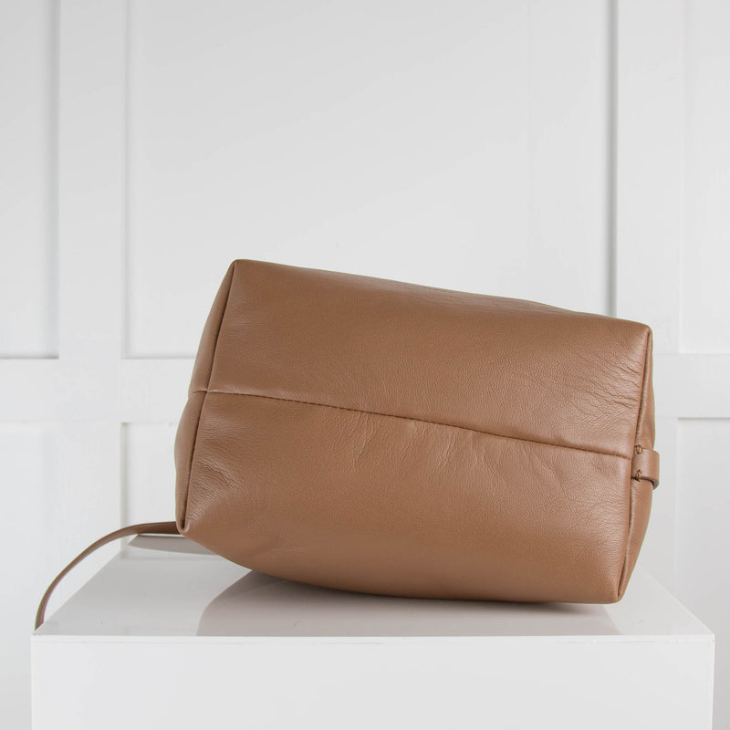 Theory Tan Leather Wrist Bag with Cross Body Strap