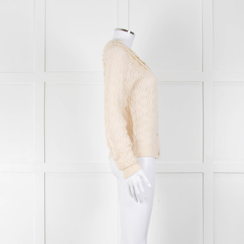 Sofie Schnoor Cream Mohair Blend Collared Cardigan