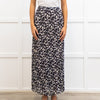 Me + Em Black Crepe Floral Pleated Maxi Skirt