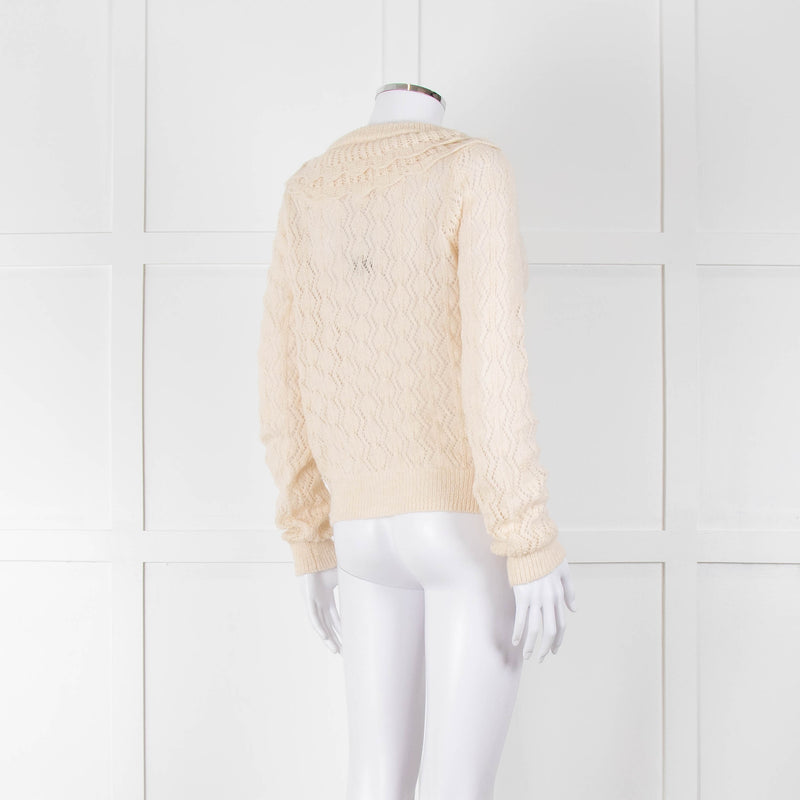 Sofie Schnoor Cream Mohair Blend Collared Cardigan