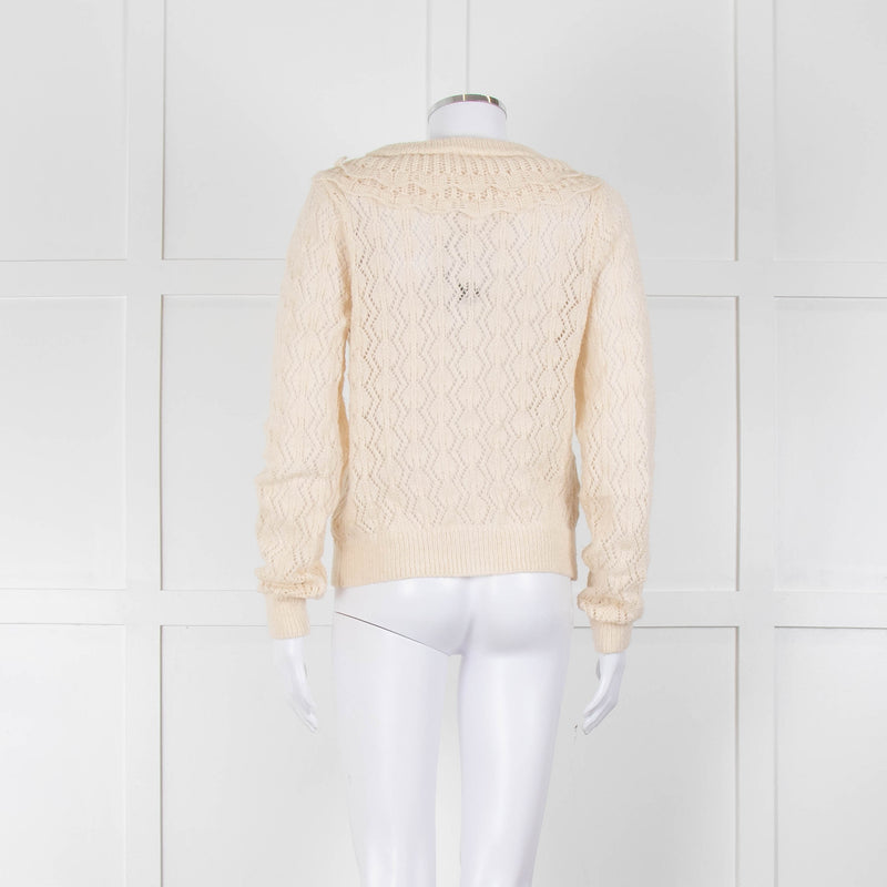 Sofie Schnoor Cream Mohair Blend Collared Cardigan