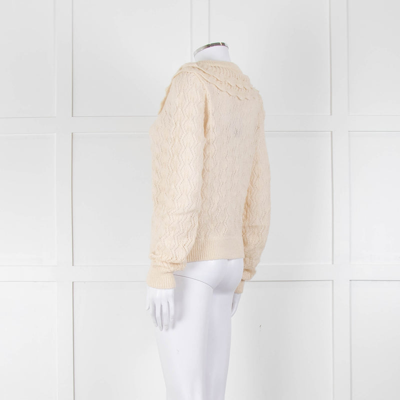Sofie Schnoor Cream Mohair Blend Collared Cardigan