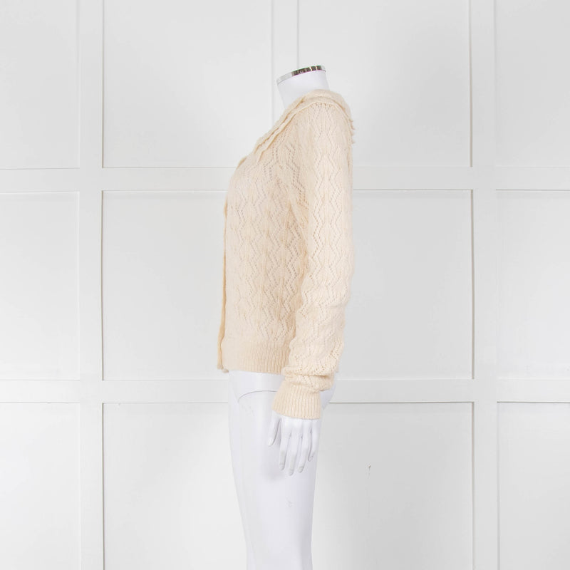 Sofie Schnoor Cream Mohair Blend Collared Cardigan