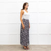 Me + Em Black Crepe Floral Pleated Maxi Skirt