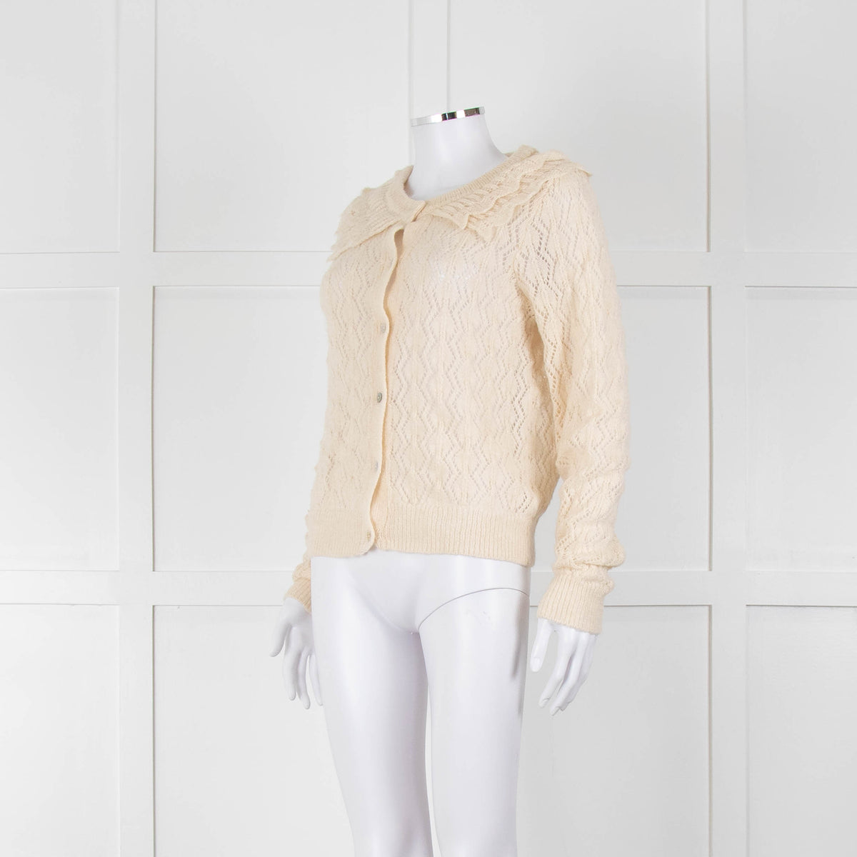 Sofie Schnoor Cream Mohair Blend Collared Cardigan