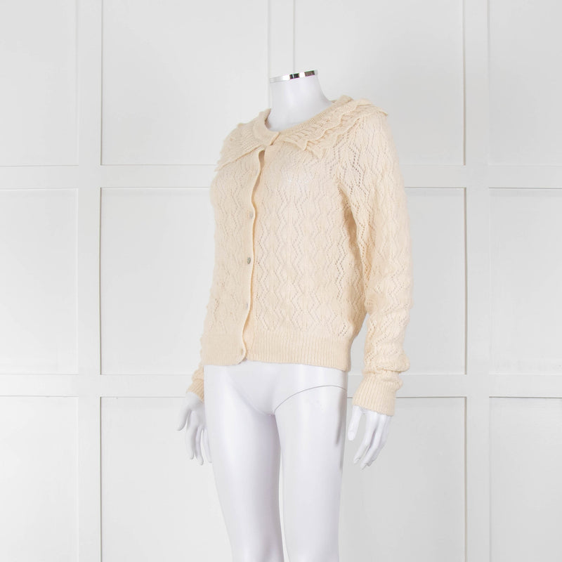 Sofie Schnoor Cream Mohair Blend Collared Cardigan