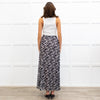 Me + Em Black Crepe Floral Pleated Maxi Skirt