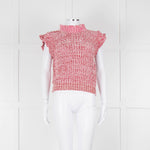 Isabel Marant Etoile White Red Loose Knit Sleeveless Sweater