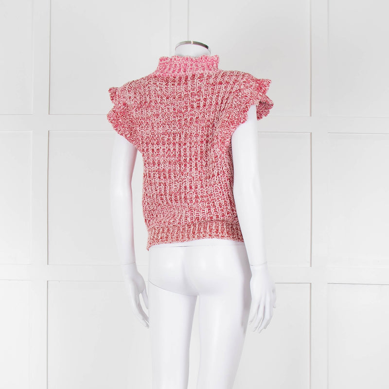 Isabel Marant Etoile White Red Loose Knit Sleeveless Sweater