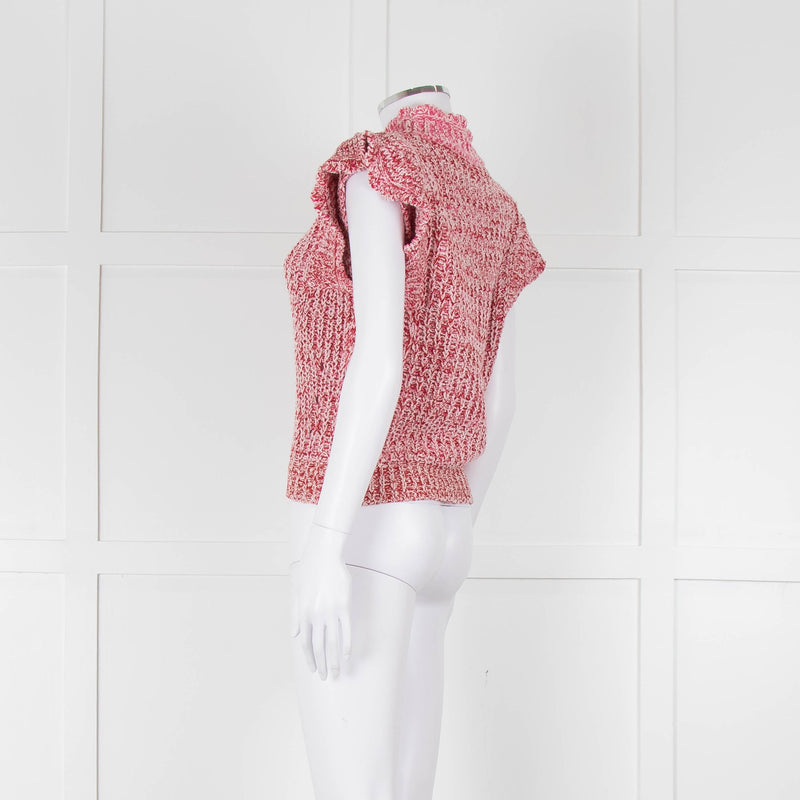Isabel Marant Etoile White Red Loose Knit Sleeveless Sweater
