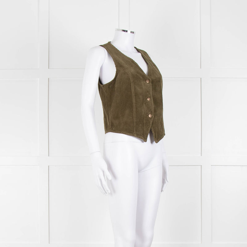 Iris Khaki Corduroy Waistcoat