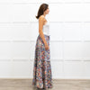 Me + Em Blue Red Handpainted Floral Maxi Skirt