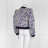 Claudie Pierlot White Blue Paisley Quilted Suede Trim Jacket