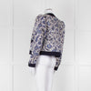 Claudie Pierlot White Blue Paisley Quilted Suede Trim Jacket