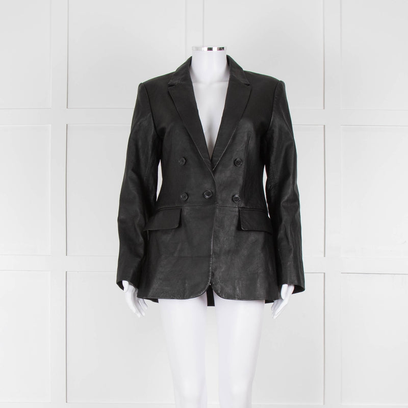 Frame Black Leather Blazer Jacket