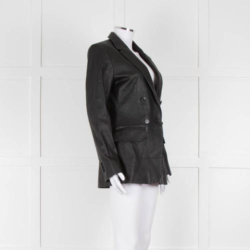 Frame Black Leather Blazer Jacket