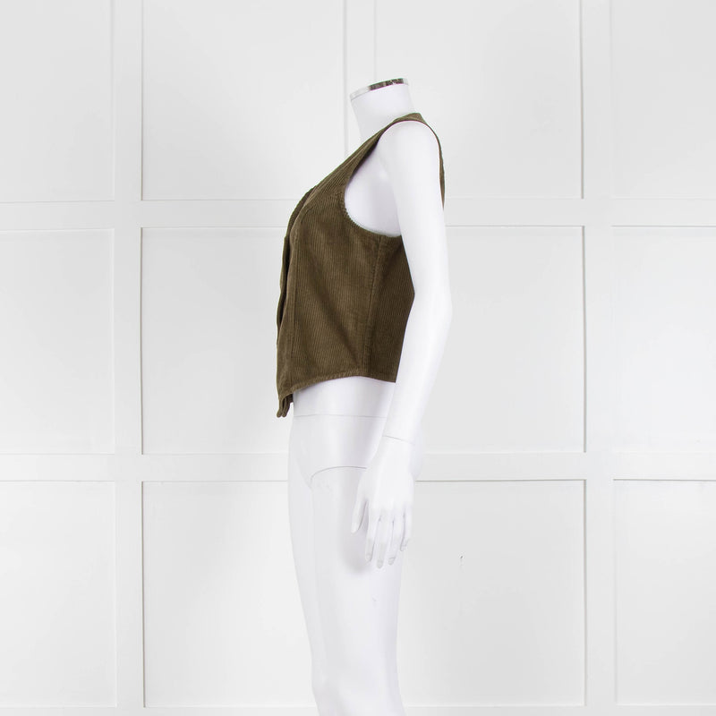 Iris Khaki Corduroy Waistcoat
