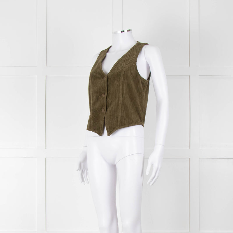 Iris Khaki Corduroy Waistcoat