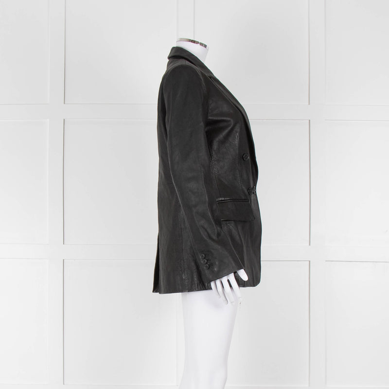 Frame Black Leather Blazer Jacket