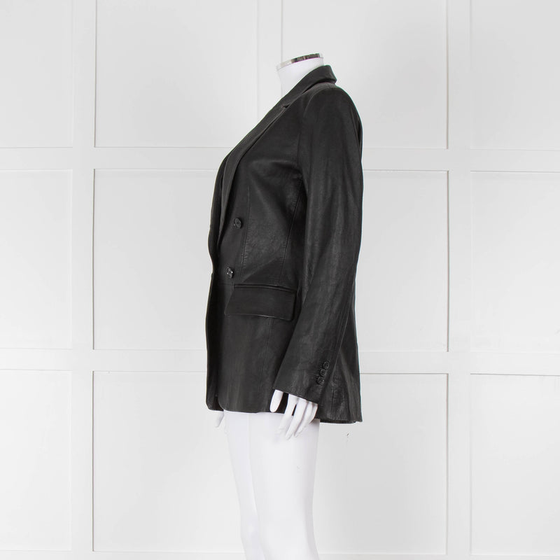 Frame Black Leather Blazer Jacket
