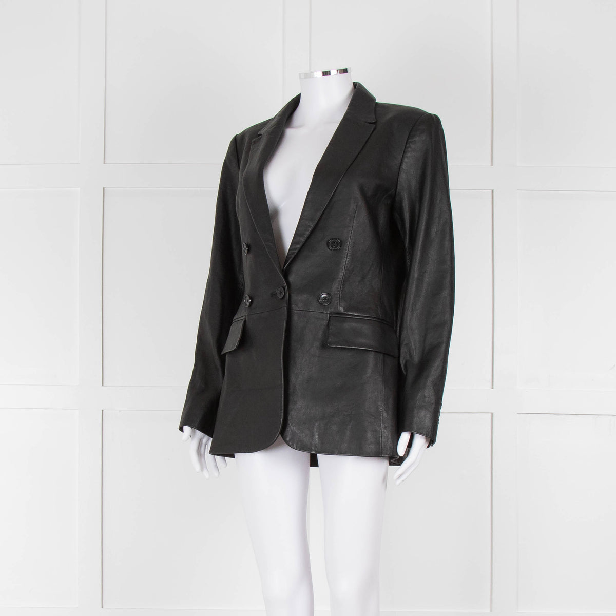 Frame Black Leather Blazer Jacket