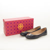 Tory Burch Navy Glossy Leather Flat Pumps