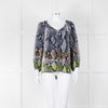Diane Von Furstenberg Navy White Snake Print V-Neck Top