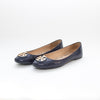Tory Burch Navy Glossy Leather Flat Pumps