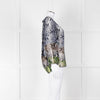 Diane Von Furstenberg Navy White Snake Print V-Neck Top