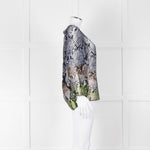 Diane Von Furstenberg Navy White Snake Print V-Neck Top