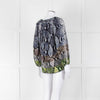 Diane Von Furstenberg Navy White Snake Print V-Neck Top