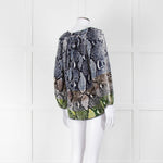 Diane Von Furstenberg Navy White Snake Print V-Neck Top