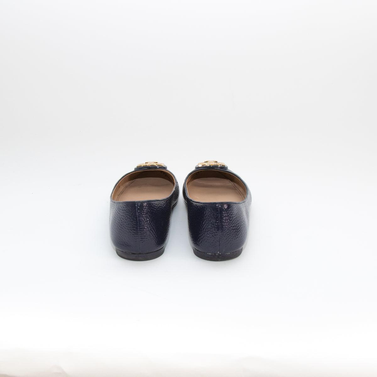 Tory Burch Navy Glossy Leather Flat Pumps