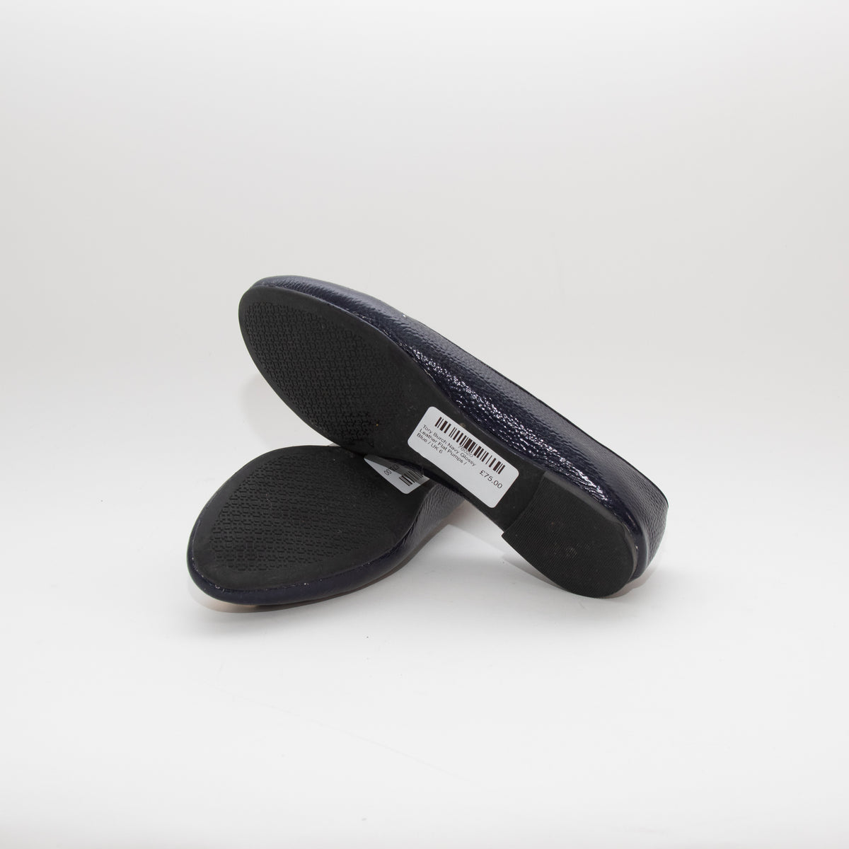 Tory Burch Navy Glossy Leather Flat Pumps