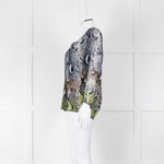 Diane Von Furstenberg Navy White Snake Print V-Neck Top