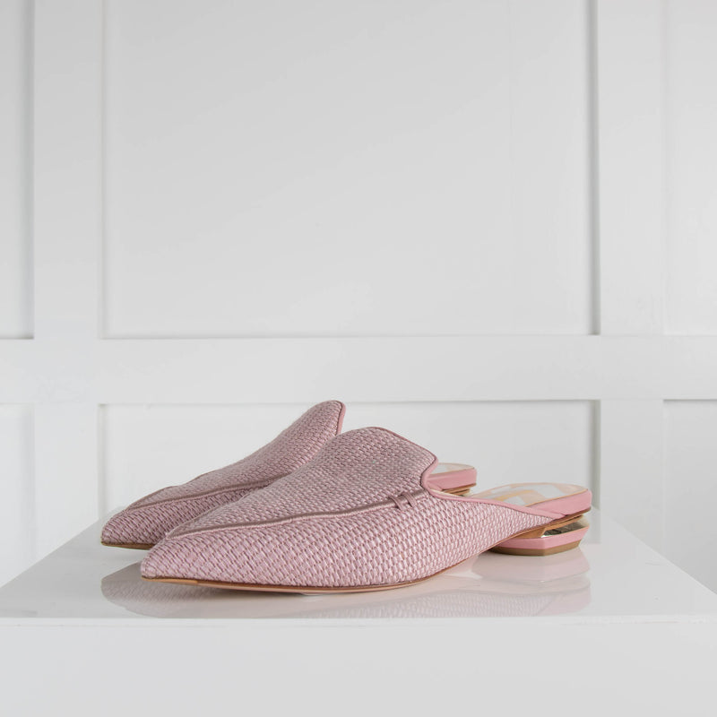 Nicholas Kirkwood Pink Woven Flat Mules