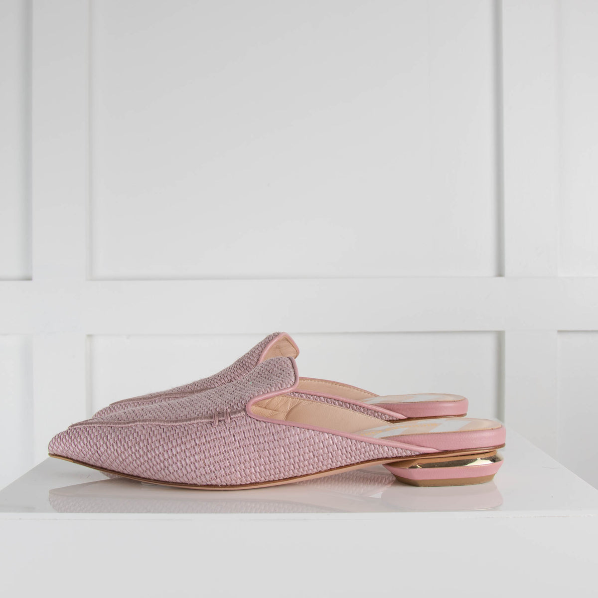 Nicholas Kirkwood Pink Woven Flat Mules