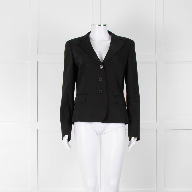 Max Mara Black Single Breasted Short Blazer Jacket